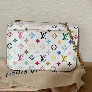 Louis Vuitton White Multicolor Murakami Monogram Key pouch